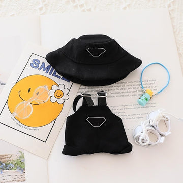 5-Piece Clothes for 17cm Dolls - Cute Hat, Glasses, Water Bottle, Overalls & Canvas Shoes - Premium Doll Outfit Accessories for Creative Play &