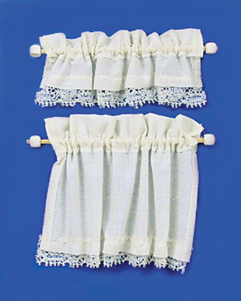 Melody Jane Dollhouse Cream Curtain & Pelmet Set on Rails Miniature 1:12 Window Accessory