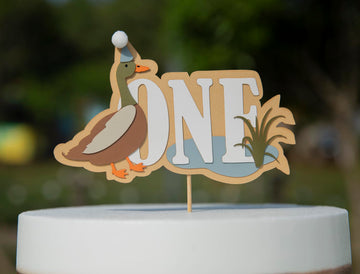 One Lucky Mallard Duck Cake Topper,Mallard 1st Birthday Decoration,Little Duck Hunter Party Decor,Mallard Duck Birthday Party Supplies,Duck Hunting