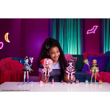 Monster High Scary Sweet Birthday Doll, Cleo De Nile in Golden Party Dress with Themed Accessories Like Invite, Balloon, Gift, Lipstick and More