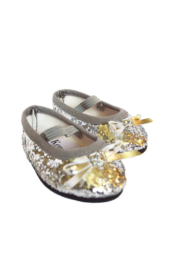 MBD 18 Inch Doll Shoes- Silver Sparkle Flats