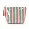LDWZAX Striped Makeup Bag: Waterproof Cosmetic Pouch with Zipper, Large Travel Toiletry Organizer, Canvas & Clear PVC Tote Fits Mahjong Tiles (Pink