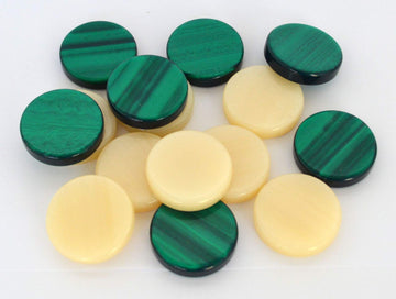 Manopoulos 30 Acrylic Backgammon Checkers - Chips Green & Ivory 1.4 inches