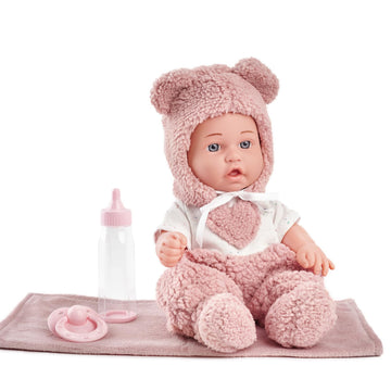 eDollable 12 inch Baby Doll Playset with Accessories - Bottle, Clothes, Pacifier, Blanket, Educational Pretend-Play Toys for Toddlers, Gift for Girls