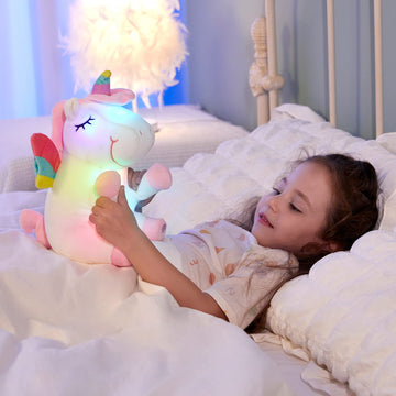 Athoinsu 12'' Light up Unicorn Stuffed Animal Soft Plush Toy with Colorful LED Night Lights Glowing Birthday Children's Day Gifts for Girls Toddler