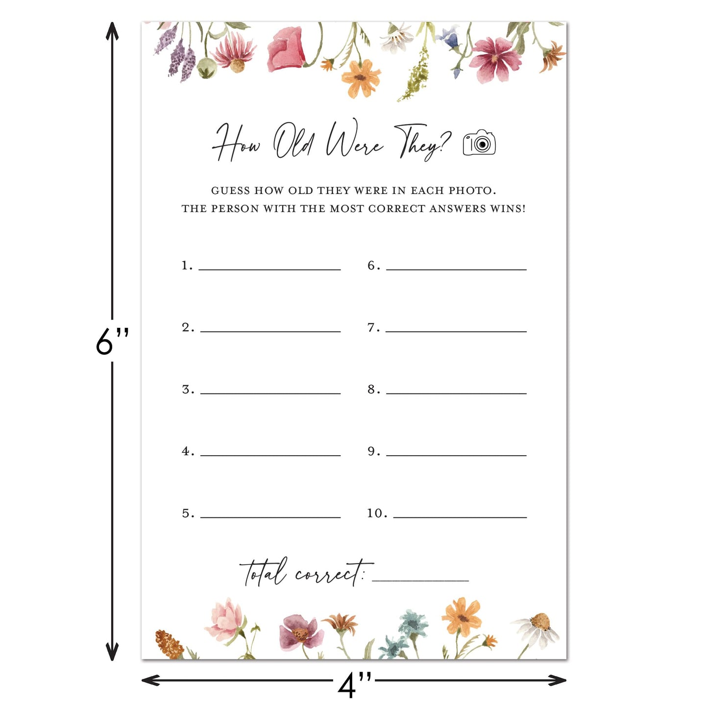 InvitationHouse Bright Floral How Old Were They Card - Set of 48