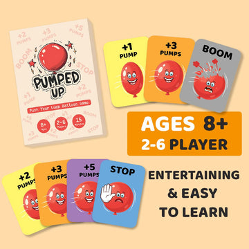 Pumped Up Card Game - Push Your Luck Balloon Card Game for Kids and Adults - Fun Family Game Night Party Games for Ages 8+ - 2-6 Players, 15 Min