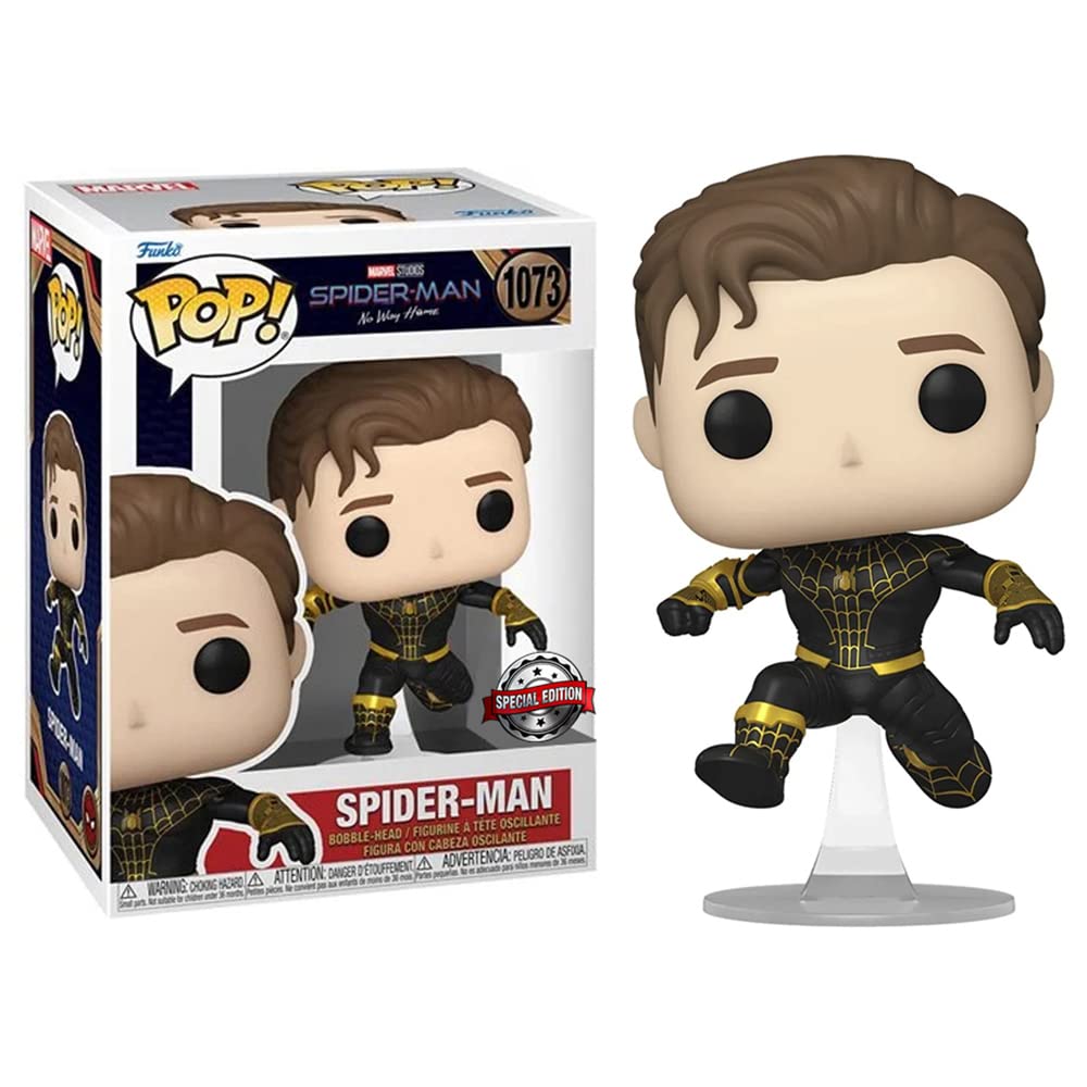 Funko Pop Marvel's Spiderman No Way Home: (Black/Gold) (Unmasked) Figure (AAA Anime Exclusive)