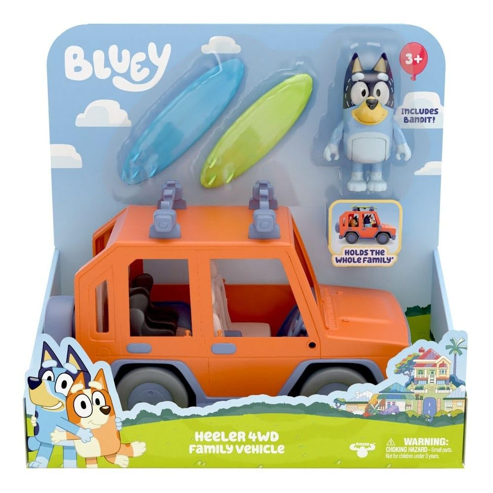 Bluey, 4WD Family Vehicle, with 1 Figure and 2 Surfboards | Customizable Car - Adventure Time | for Ages 3+, Multicolor, 13018