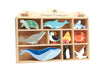 Tender Leaf Toys Coastal Creatures - 8 Wooden Ocean Animal Figurines with a Display Shelf - Classic Toy for Pretend Play - Develops Creative