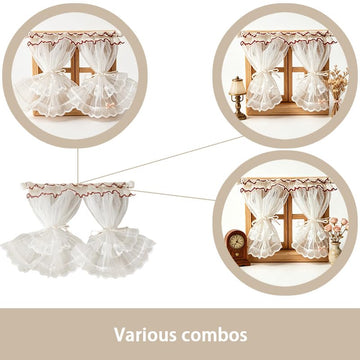 Miniature Dollhouse Curtains Set,1/12 Tiny Dollhouse Decor Kits Includes 2pcs Curtains and rods for Dollhouse Window(Vintage Style)