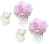 2 Sets Dollhouse Miniature Flower in Vase and Rabbits, 1:12 Scale Dollhouse Miniature Decor, Car Decoration