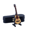 Dselvgvu Wooden Miniature Guitar with Stand and Case Mini Musical Instrument Acoustic Guitar Replica Collectible Figurines Model Home Decoration