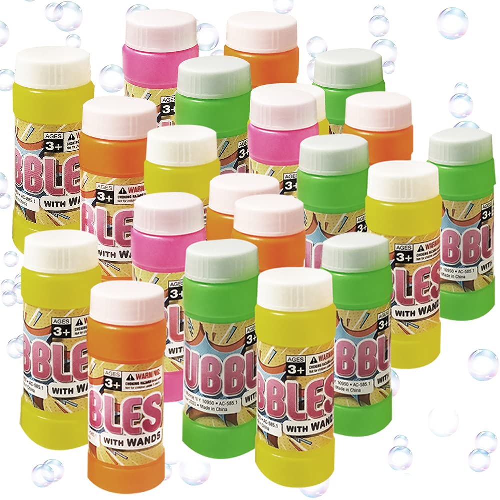 ArtCreativity Bubble Bottles with Wand - 24 Pack Bubbles for Kids Bulk Party Favors, Outdoor Summer Toys, Birthday Goodie Bag Fillers, Bulk Bubbles