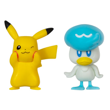 Pokémon PKW3357 Battle Figure Pack - Pikachu & Kwaks Official Detailed Figures 5 cm Each