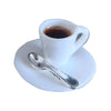 1:12 Scale Miniature Coffee Cup with Spoon - Dollhouse Scene Accessory for DIY Summer Table Setting, Desktop Display, Realistic Resin Mug Prop