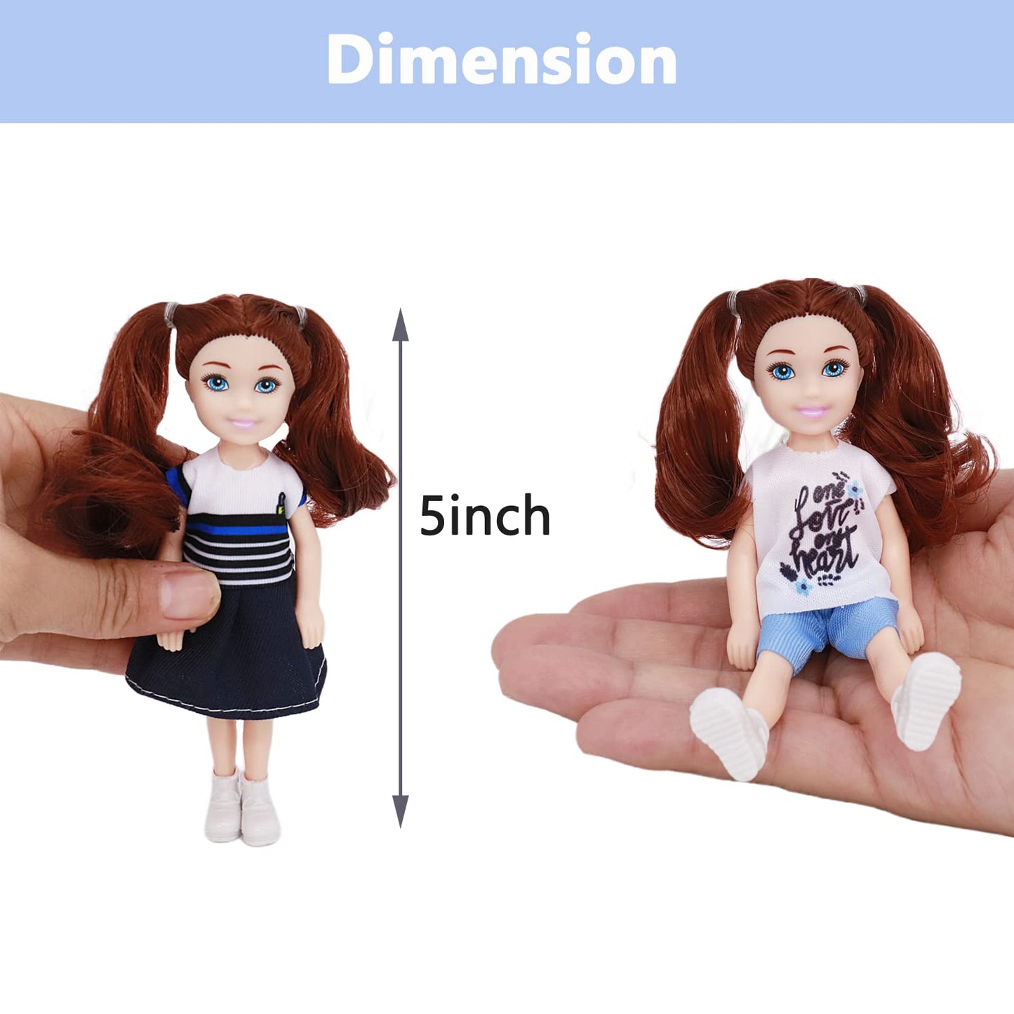 Lembani 5 Inch Mini Dolls - 10 Pcs Dollhouse People Set, Small Doll for Girls and Boys, Doll House Accessories Birthday
