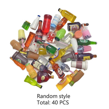 Juland 40PCS Miniature Mini Beer Drinks Decoration Dollhouse Beer Glass Mixed Wine Resin Sets Simulation Instant Model Scene Tableware Dolls House