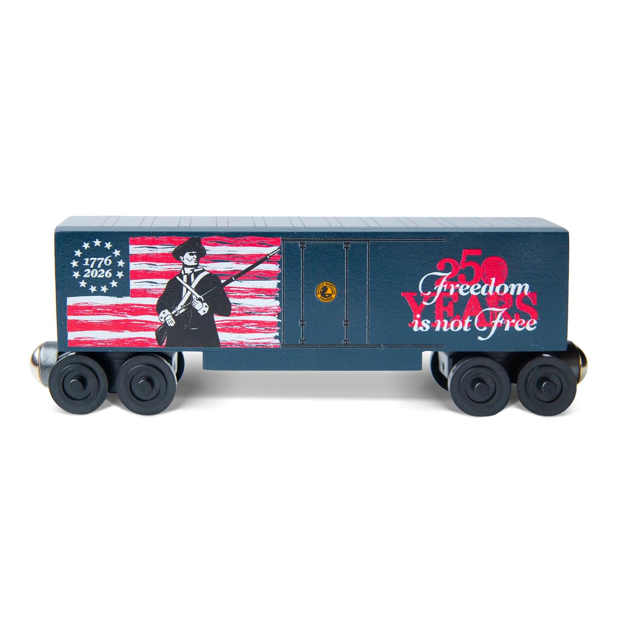 Whittle Shortline Railroad 250th Anniversary “Minuteman” Wooden Train Car - Revolutionary War Commemorative Wooden Railway Car, Compatible with Major