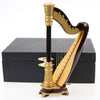 Dselvgvu Wooden Miniature Harp with Case Mini Musical Instrument Harp Replica Collectible Figurines Dollhouse Accessories Model Home Decoration
