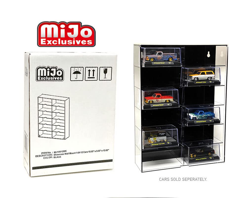 MiJo Exclusives Showcase Wall Mount 1:64 12 Cars 10.03" x 3.03" x 13.62" Black - MJ10012BK