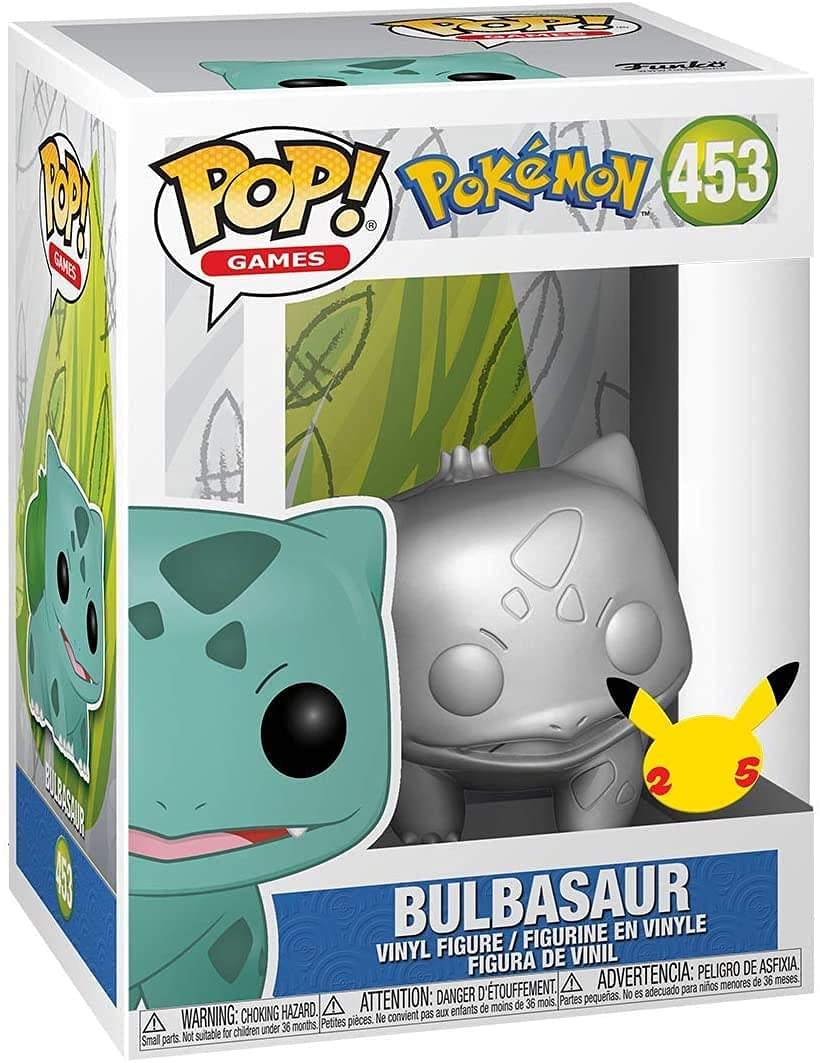 Funko POP Games: Pokemon - Bulbasaur (Silver Metallic) Collectible Vinyl Figure, Multicolor, 3.5