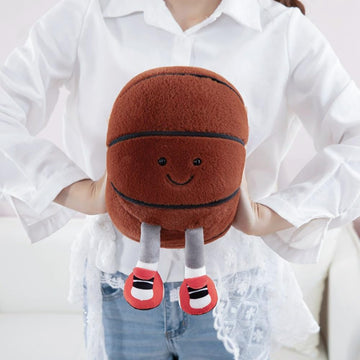 Basketball PlushToys,9.8" Soft Stuffed Sports Balls Toys Cute Fun Plush Ball Creative with feet Soccer Doll,Plush Stuffed Spherical Soft Toys Small
