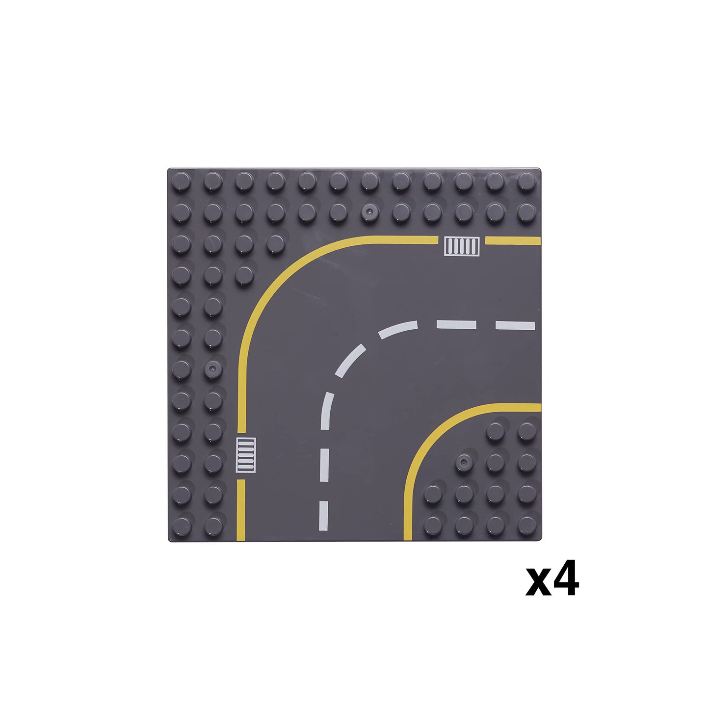 Apostrophe Games Building Block Road Base Plates Compatible with Large Bricks - 8Pcs Straight and Curved Road Construction Blocks - 7.5 x 7.5 Inch