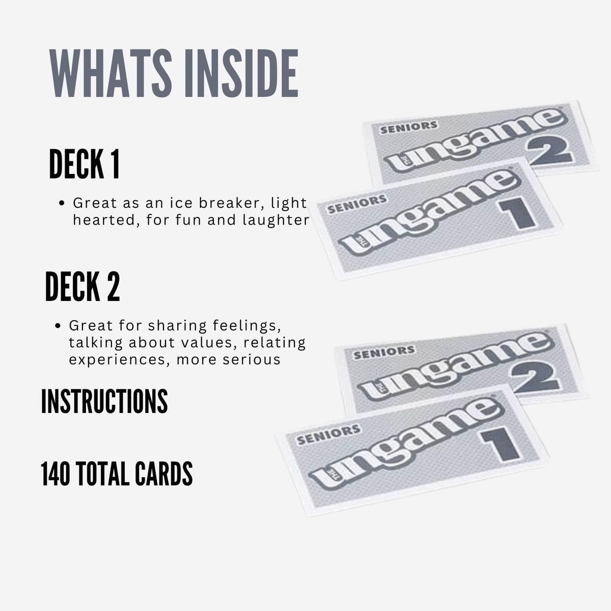 Pocket UNGAME - Seniors Edition - Non-Competitive Card Game for Seniors to Discuss, Share Values & self Express - Take a Walk Down Memory Lane - Age