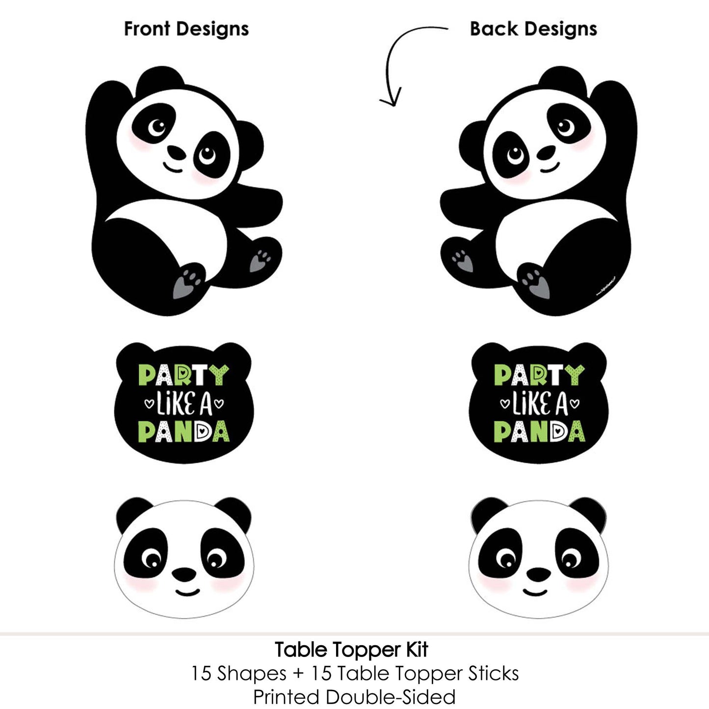 Big Dot of Happiness Party Like a Panda Bear - Baby Shower, Birthday Party Centerpiece Sticks - Table Toppers - Set of 15