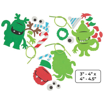 Fun Express Christmas Monster Ornament Craft Kit - Craft Kits - 12 Pieces