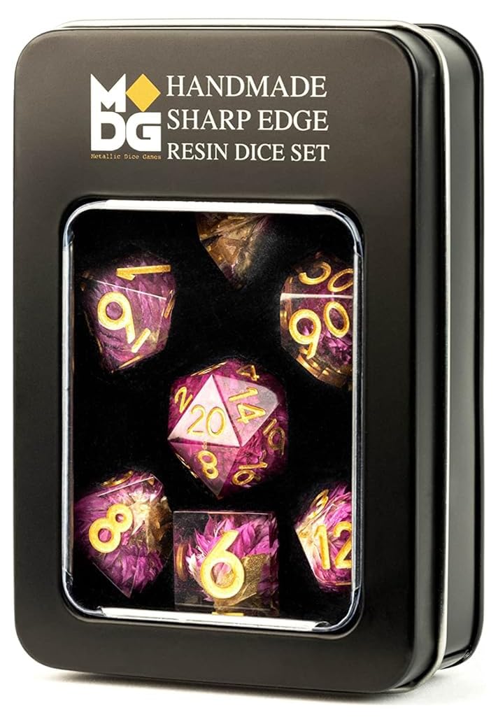FanRoll Sharp Edge Resin DND Dice Set: Thousand Day Red, Role Playing Game Dice for Dungeons and Dragons
