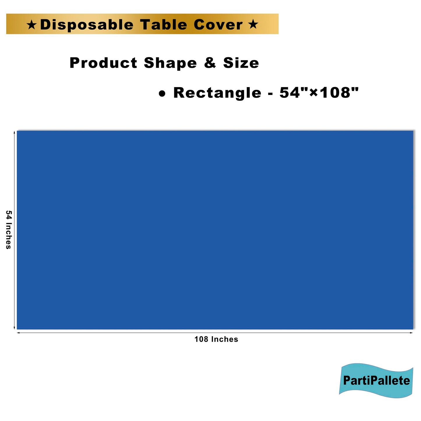 PartiPallete 3-Pack Premium Plastic Dark Royal Blue Tablecloth Disposable 54" x 108" Rectangle Table Cover PEVA Party Sapphire Ocean Blue Table Cloths