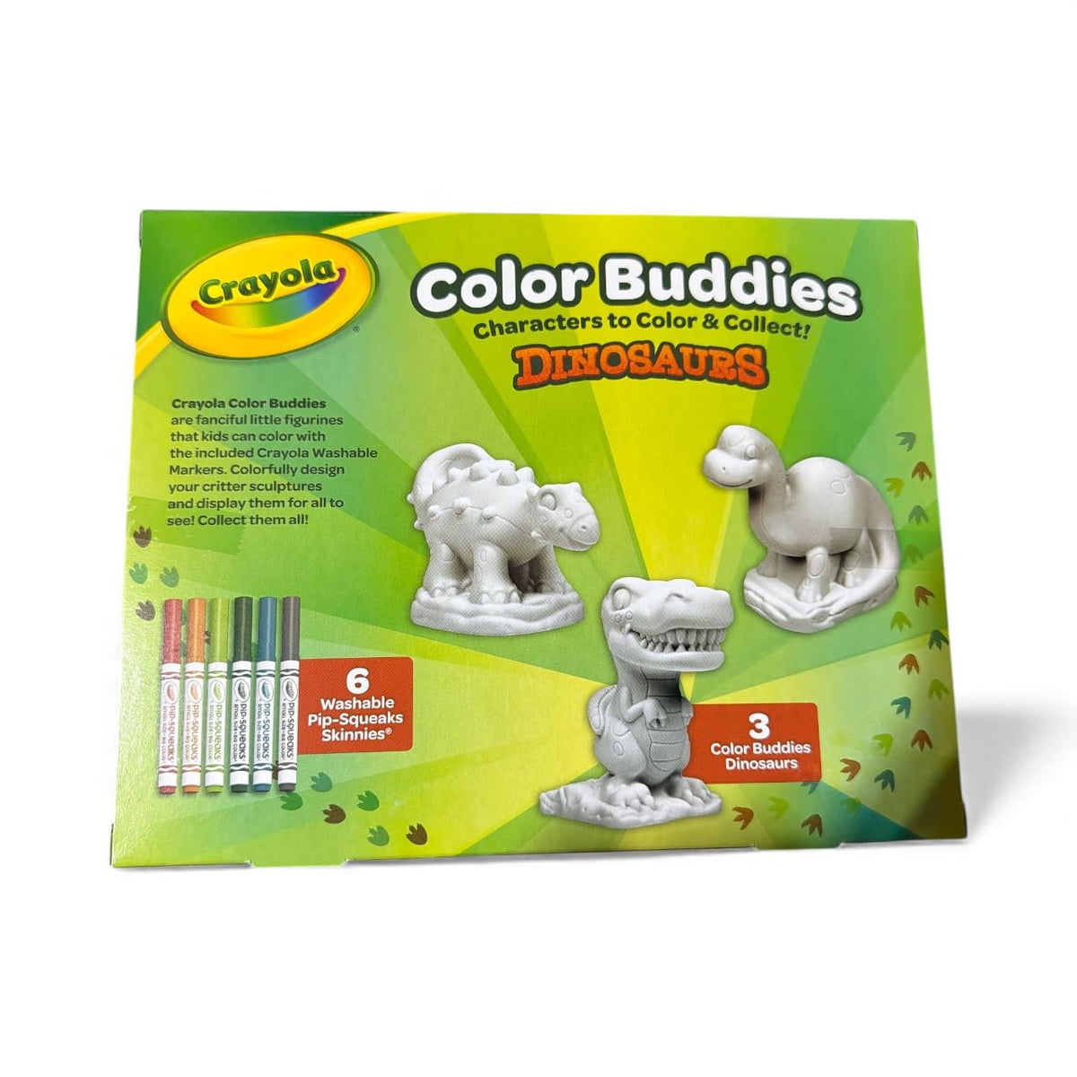 Crayola Color Buddies Dinosaurs, Kids Craft Kit, 3 Figures, Washable Markers, Creative Activity Set