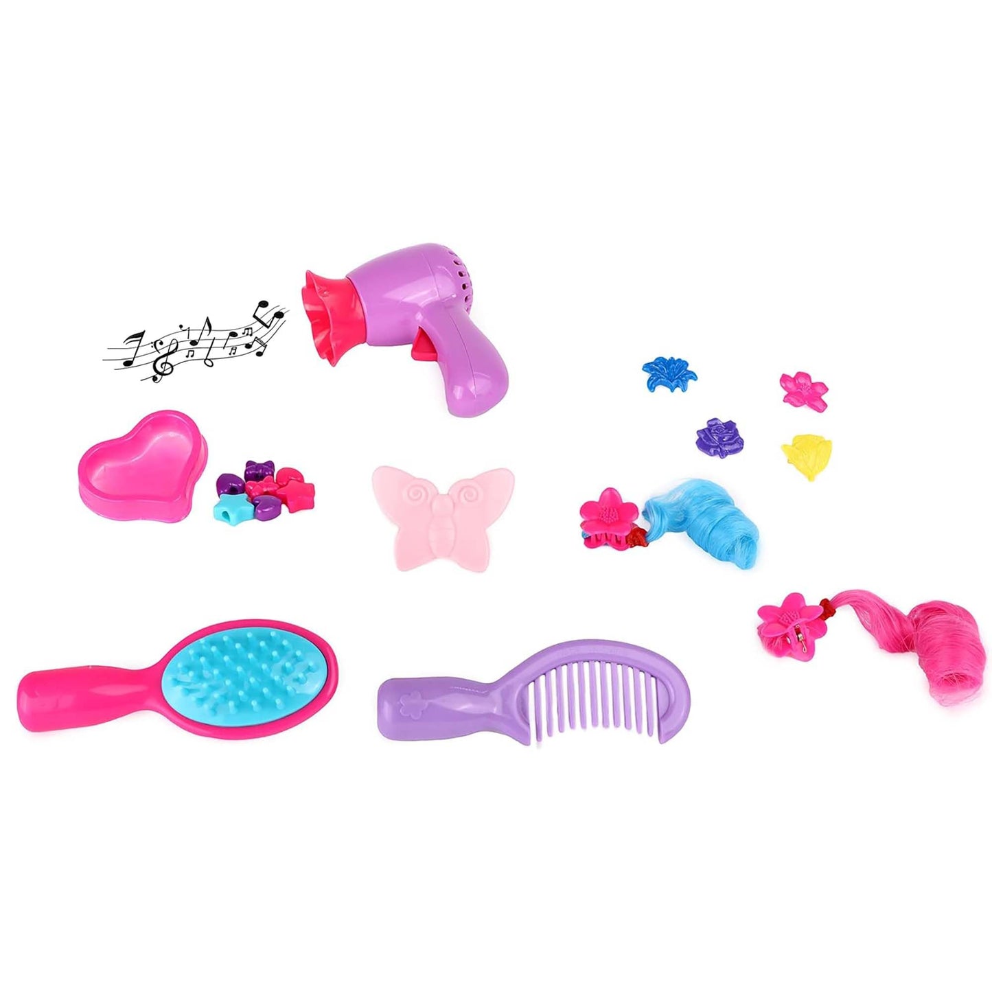 Dream Collection: Hairstylist Play Set - 12" African American Doll - Blue & Butterflies, Salon Beauty Toy Set, Sounds Blow Dryer, Accessories, Kids 3+