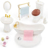 SAMCAMI Ceramic Dollhouse Furniture 1 12 Scale - Doll House Furniture Toys for Dollhouse Bathroom - Miniature Furniture Incl Toilet, Bathtub
