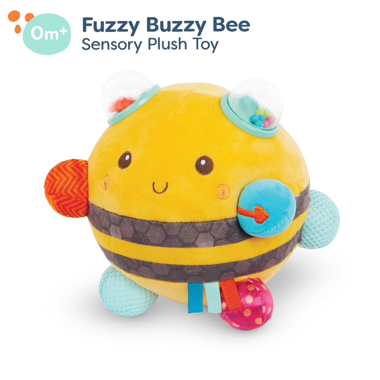 B. toys Fuzzy Buzzy Bee Sensory Plush Baby Toy, Interactive Bee, Softtoys