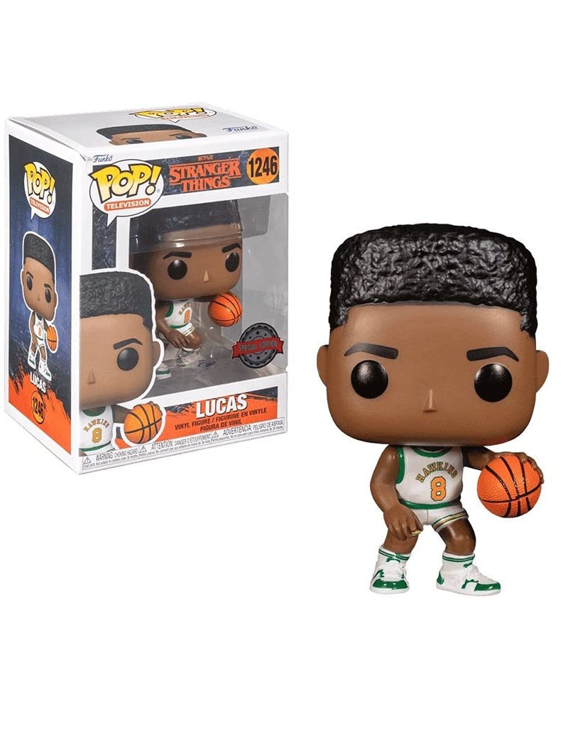Funko Pop! TV: Stranger Things Season 4 - Lucas in Basketball Uniform Walmart Exclusive Bundled with a Byron's Attic Pop Protector