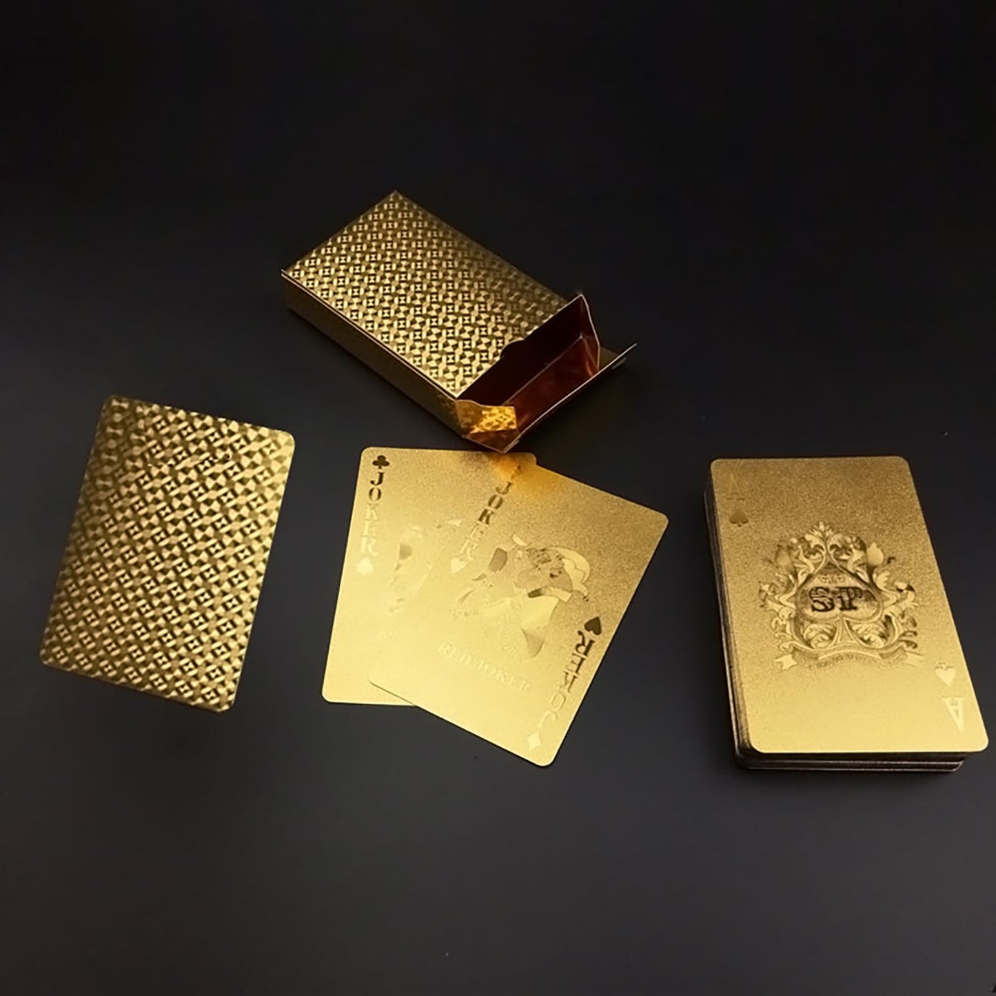 SFALCI 1pc Waterproof Plastic Poker Playing Cards PET Table Games Halloween/Thanksgiving Day (Solid Gold Tone)