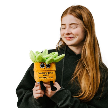 Punchkins Succulent Plushie - Work Would SUCC Without You Sassy Succulent Plush, Gift for Coworkers, Cute Plush Toy for Gifting