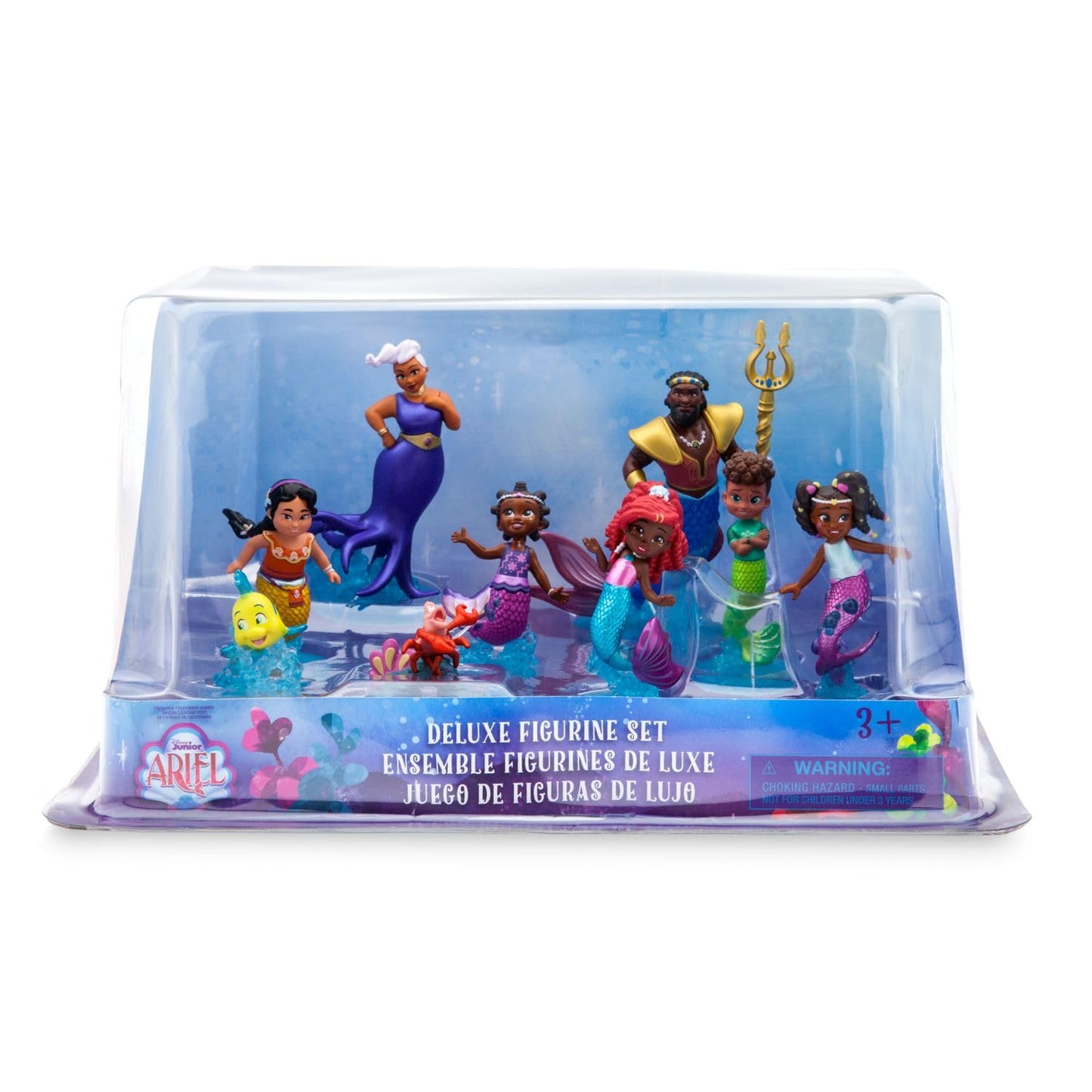 Disney Store Official Junior's Ariel Deluxe Figure Set - 9-Piece Fully Sculpted Mini Figurine Set - Includes Ariel, Ursula, Flounder & More - Perfect