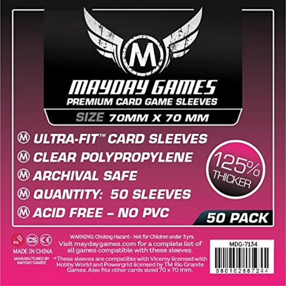 Mayday Games Small Square Card Sleeves (70x70mm) - Premium Thickness, Pack of 50