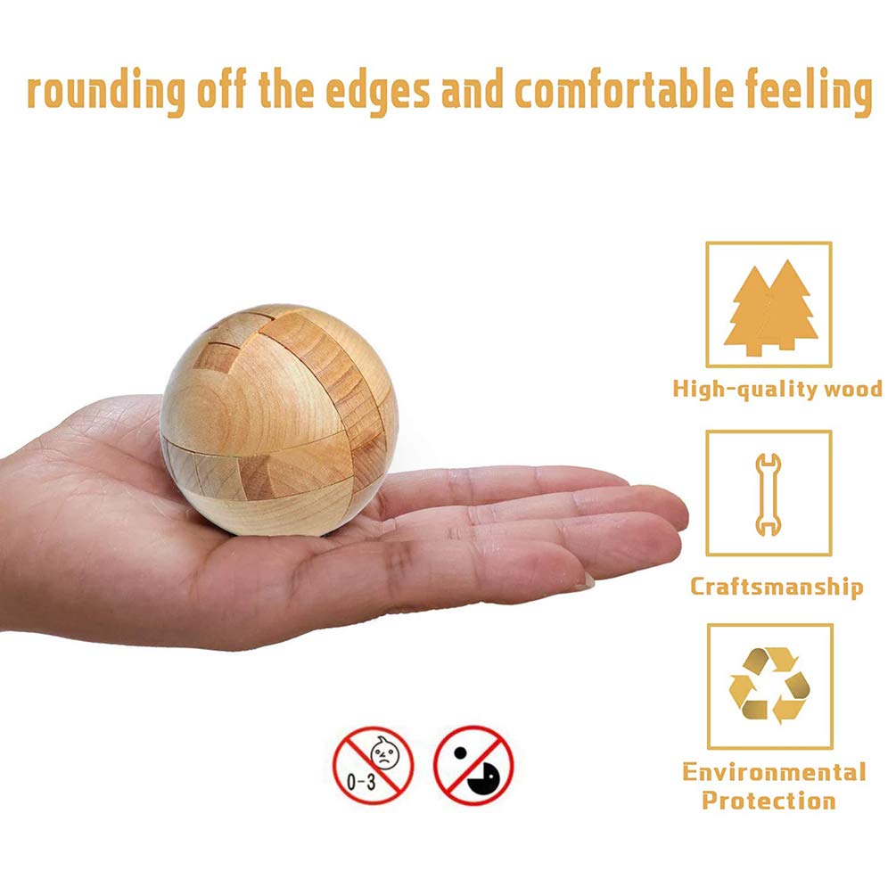 Brain Teaser Puzzle 20Pcs Unlock Interlock Game IQ Test Wooden Toy 3D Unlock Interlock Puzzle Magic Ball Brain Teaser Toy Puzzles for Adults