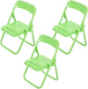3 Pcs Green Mini Folding Chairs, Dollhouse Folding Chair Miniature Novelty Mini Folding Chair Phone Holder 1:12 Scale Action Figure Accessories