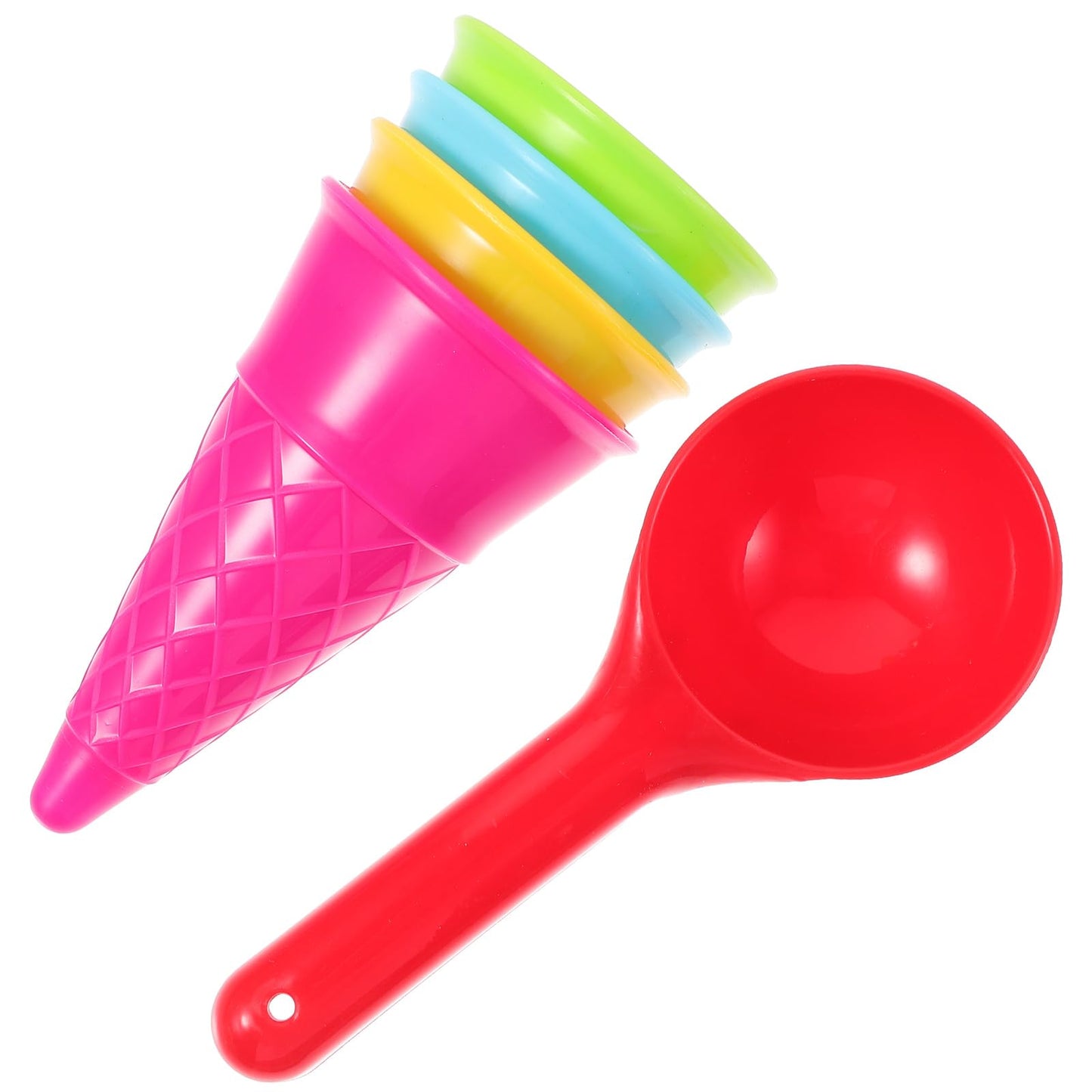 Toyvian Kids Beach Toys Ice Cream Cone Scoop Model Beach Play Toys Children Outdoor Play 5 Pieces (Random Color)