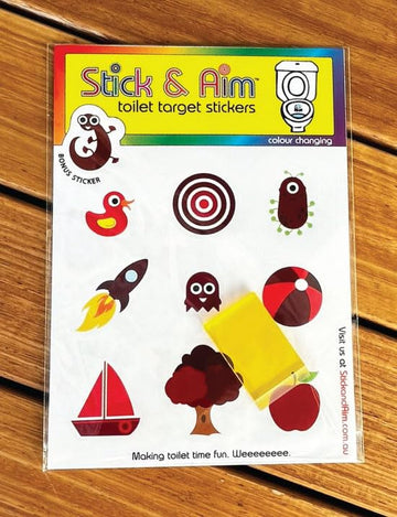 Color Changing Toilet Target Stickers Kids Pack with Applicator Smoothing Tool for Potty Training Boys. Fun and Effective Toilet Stickers to Teach