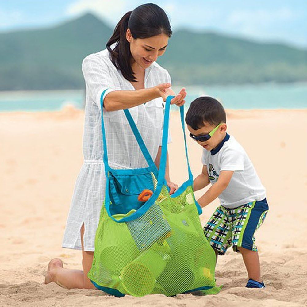 Mesh Beach Sand Toy Bags, Extra Large, Foldable Totes Shell Storage Bag Quick Dry Net Tote for Kids ,Away from Sand Pool Supplies Storage Picnic
