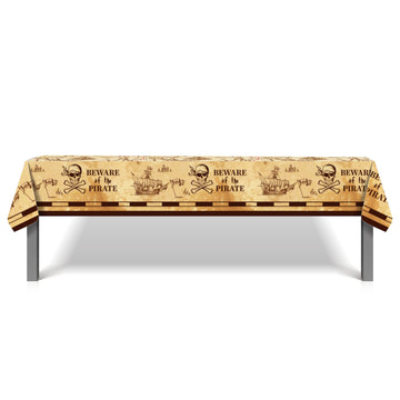 2 Pcs Pirate Party Tablecloth, Disposable Plastic Vintage Treasure Map Tablecover Waterproof Rectangular Treasure Tablecloth for Kids Pirate Themed