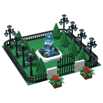 Nicolababe Building Block Education Toy - Street Lamp Street Light & Tree Fences Sets & Entrance Door and Park Fountain - Building Bricks Accessories