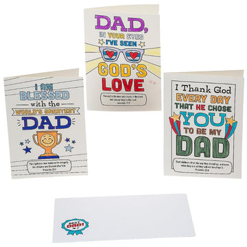 Fun Express Color Your Own Religious Father’s Day Cards (Bulk Set of 12) - DIY Christian Sunday School Crafts for Kids, Bible VBS Activity, Handprint